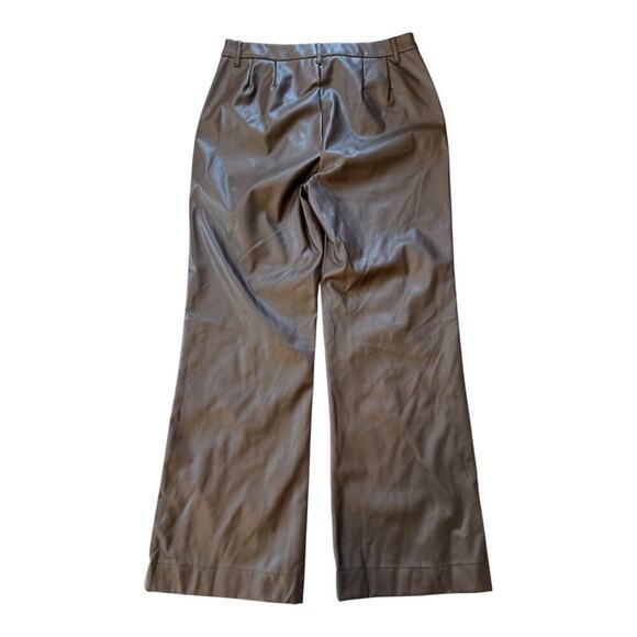 Steve Madden Women's Large Wide Leg Pant Brown Casual Mid-Rise Faux Leather NWOT - Picture 2 of 7